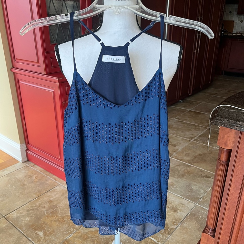 Abbeline Navy Blue Eyelet Tank Top